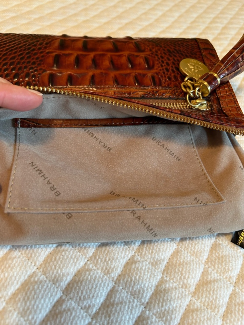 Brahmin Anna Wristlet in Pecan Melbourne - Picture 7 of 16
